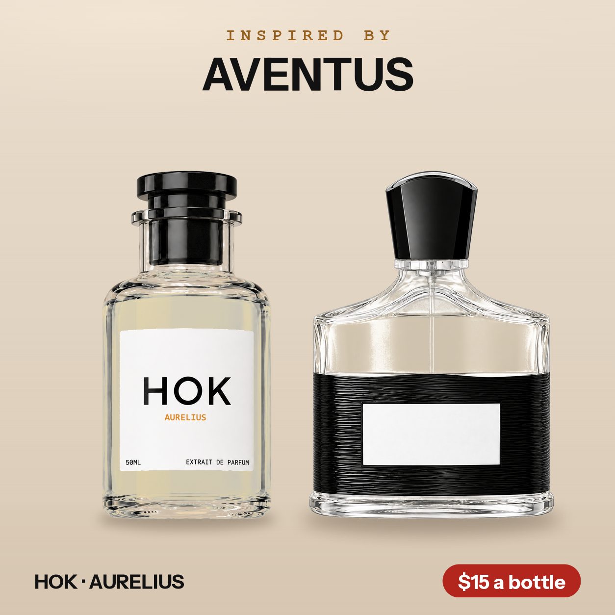 HOK AURELIUS beside the bottle it is inspired by