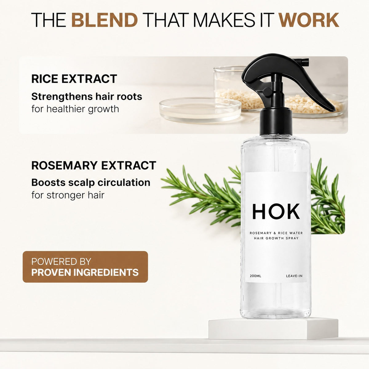 HOK Rosemary & Rice Water Hair Growth Spray HOK