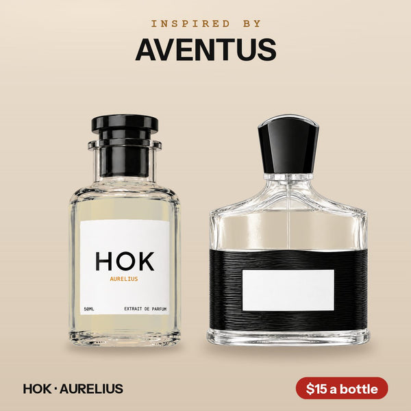 HOK AURELIUS beside the bottle it is inspired by