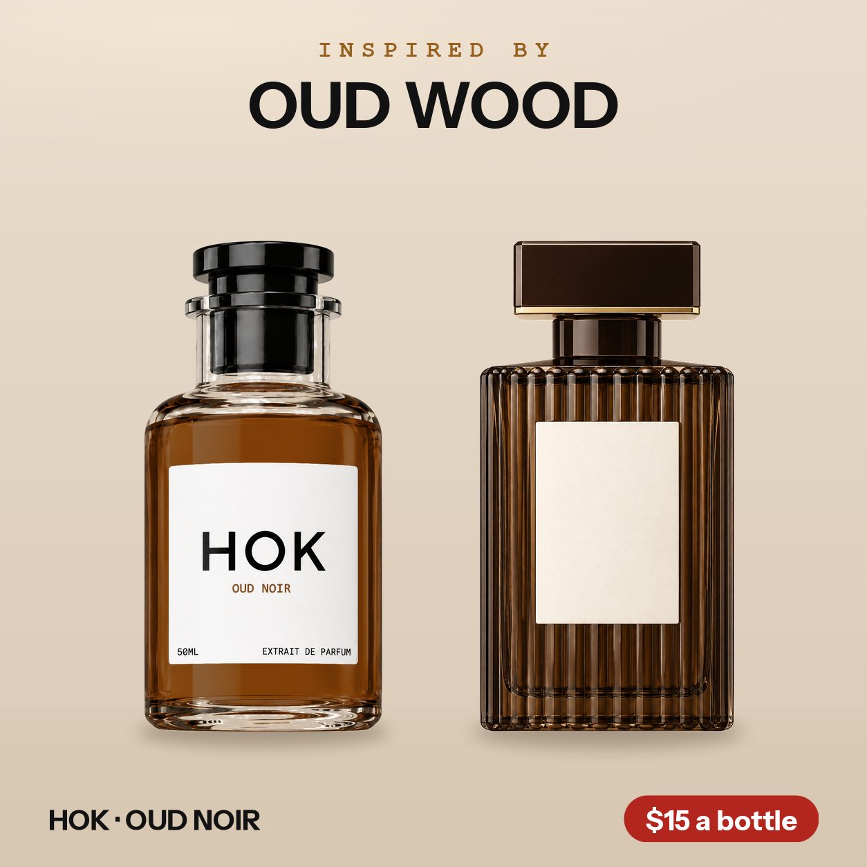 HOK OUD NOIR beside the bottle it is inspired by