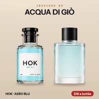 HOK AERO BLU beside the bottle it is inspired by